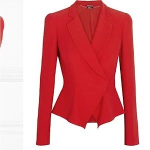 Alexander McQueen Red One button Peplum Jacket Crepe Blazer